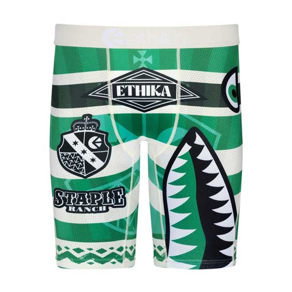 Ethika Green and White Graphic Boxer Briefs